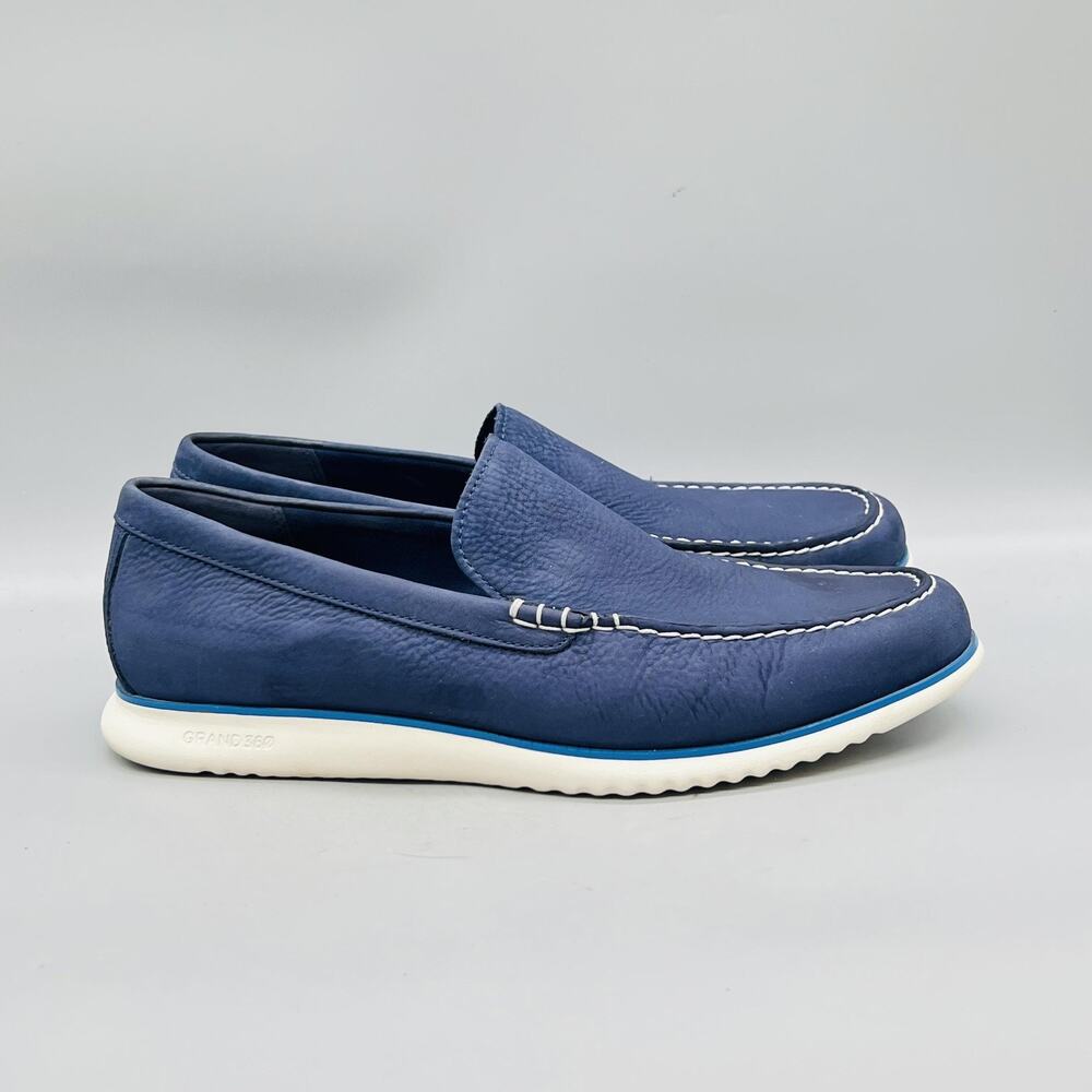 Cole Haan Shoes Mens 11.5 Blue Nubuck Grand 360 Moc Toe Loafers Casual Comfort